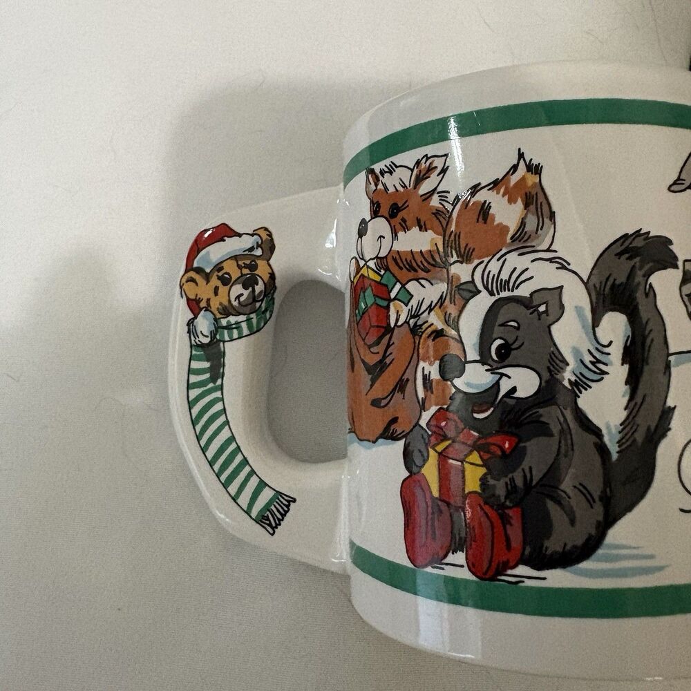 Vintage Alco Fancy Handle Teddy Bear Christmas‎ Stocking Mug Coffee Cup In Box - Picture 4 of 8